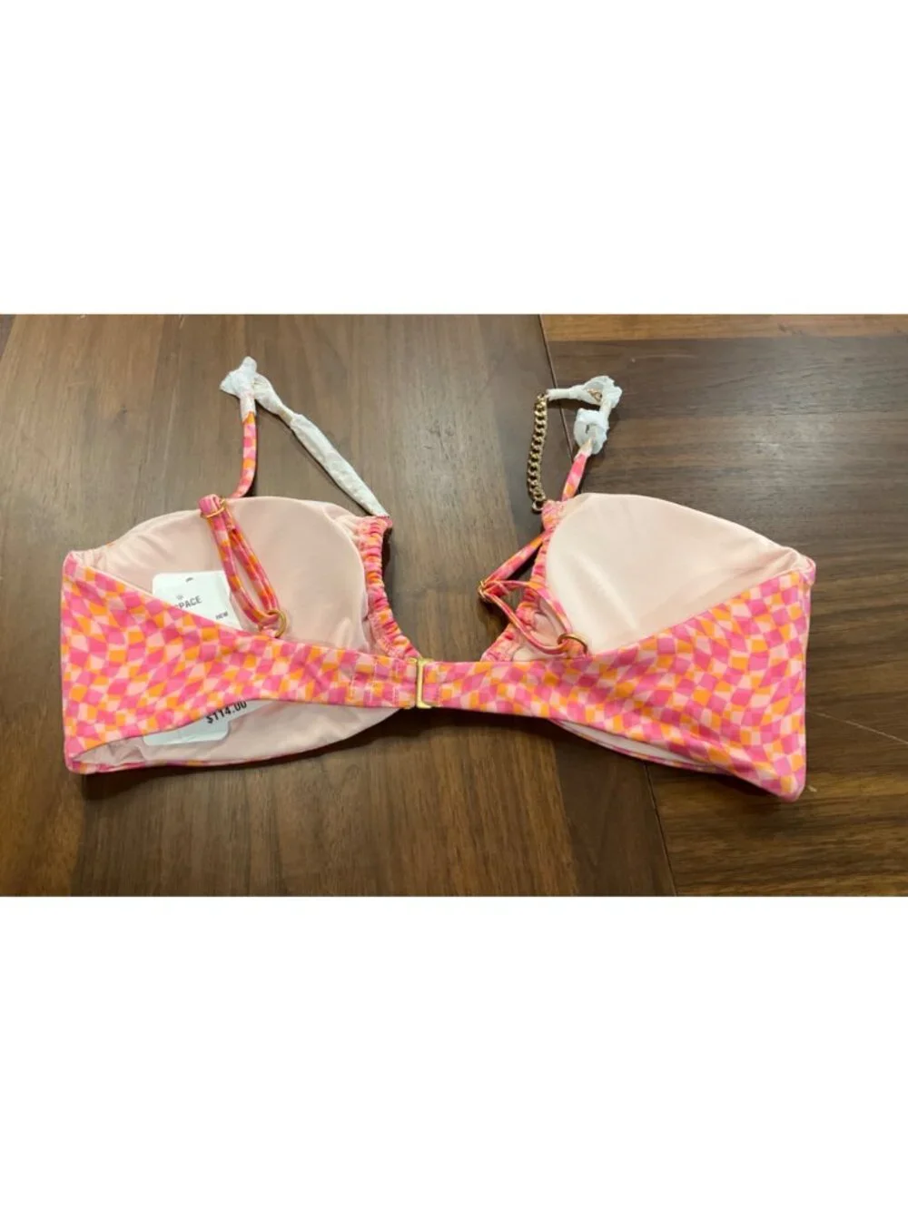 L*Space Sammie Chain Bikini Top in Heat Waves XLarge New Womens Swimsuit